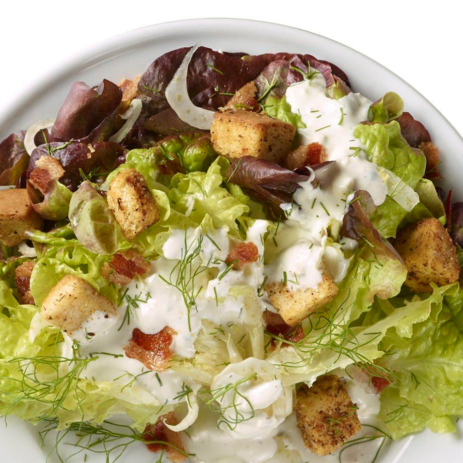 Creamy Blue Cheese Wedge Salad With Butter & Garlic Croutons